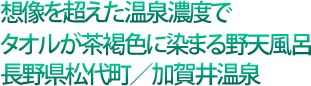 想像を超えた温泉濃度でタオルが茶褐色に染まる野天風呂長野県松代町/加賀井温泉