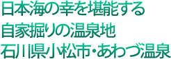 日本海の幸を堪能する 自家掘りの温泉地石川県小松市・あわづ温泉