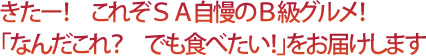 きたー！ これぞSA自慢のB級グルメ！「なんだこれ？ でも食べたい！」をお届けします